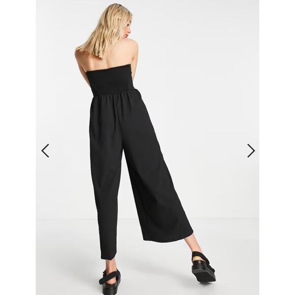ASOS Textured Bandeau Jumpsuit - Black Crop Leg- Size 4 - NWOT - Picture 3 of 6